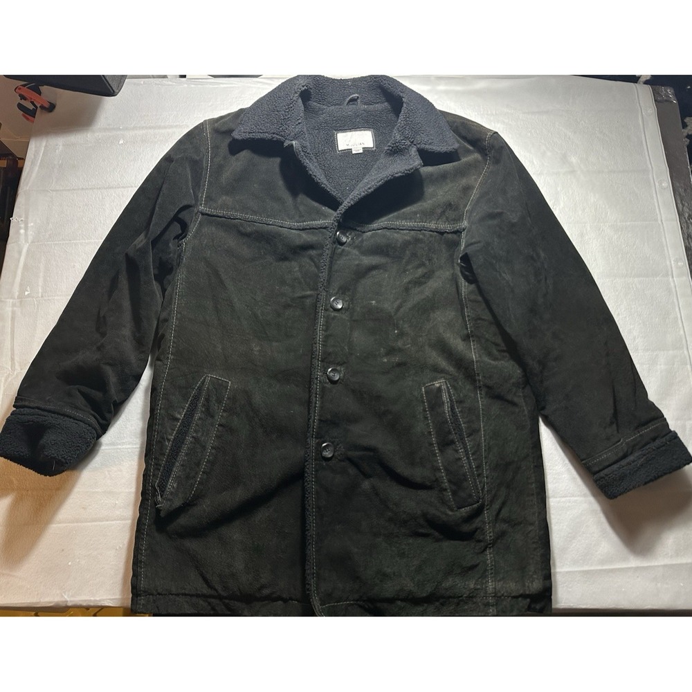 Wilsons Leather M.Julian Jacket Mens Large Black Suede Leather Sherpa Lined